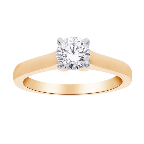 14kt Yellow Gold 1.00ct Round Solitaire Diamond Engagement Ring