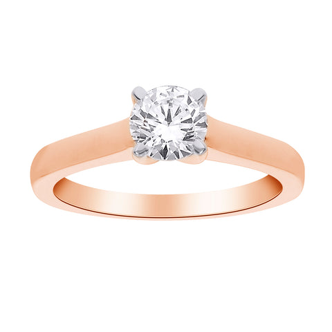 14kt Rose Gold 1.00ct Round Solitaire Diamond Engagement Ring