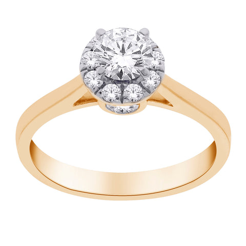 14kt Yellow Gold Round Halo Diamond Engagement Ring