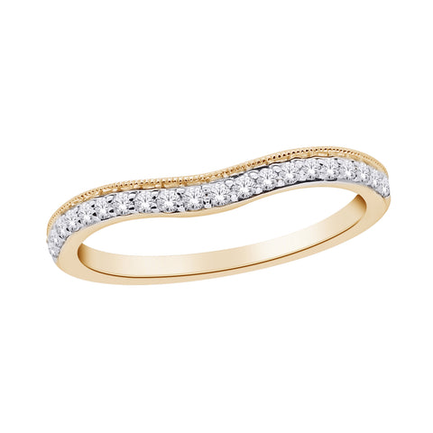 10kt Yellow Gold 0.20cttw Diamond Band With A Milled Edge
