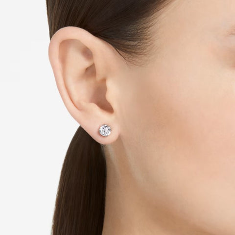 Constella stud earrings Round cut, White, Rhodium plated