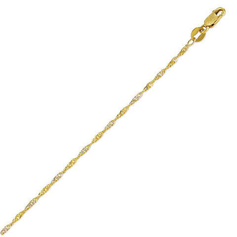 10kt Two-Tone Gold Singapore 10-inch Anklet