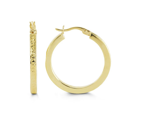 10kt Yellow Gold Diamond Cut 25mm Hoop Earrings