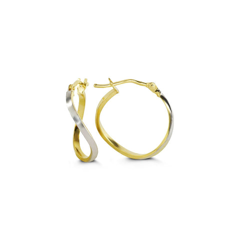 10kt Yellow and White Twisted Gold Hoop Earrings