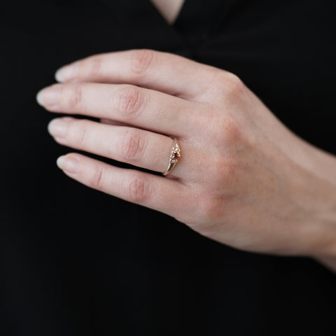 10kt White Gold Garnet and Diamond Heart Shaped Ring