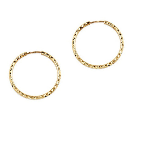 10kt Yellow Gold 24mm Diamond Cut Sleeper Earrings