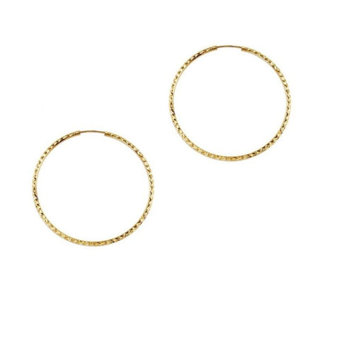 10kt Yellow Gold 45mm Diamond Cut Sleeper Earrings