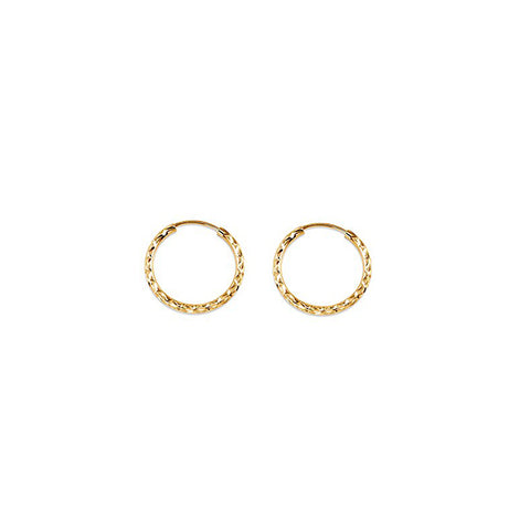 10kt Yellow Gold 15mm Diamond Cut Sleeper Earrings
