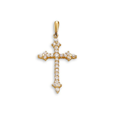 10kt Yellow Gold Cross With Cubic Zirconia