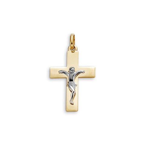 10kt Yellow And White Gold Crucifix