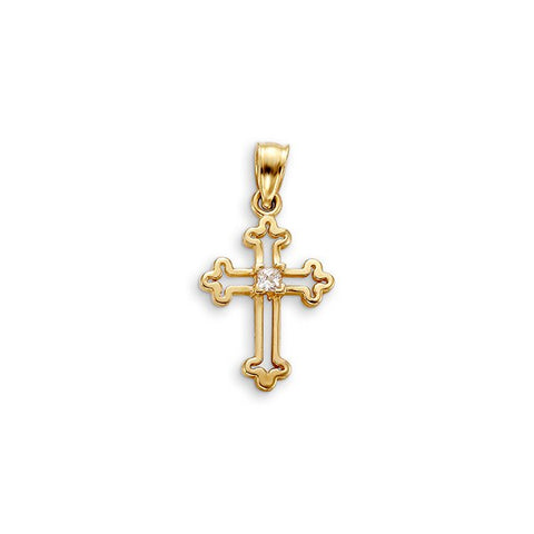 10kt Yellow Gold Open Cross With Cubic Zirconia