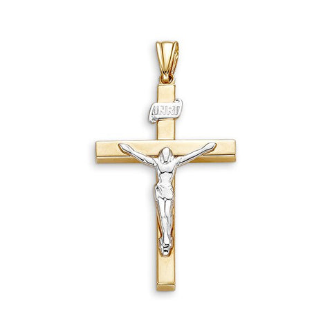 10kt Yellow And White Gold Large Crucifix