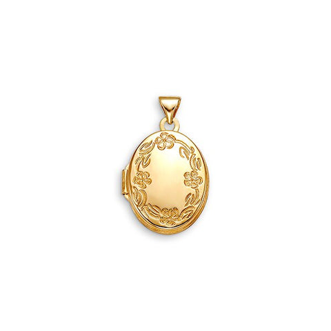 10kt Yellow Gold Floral Oval Locket