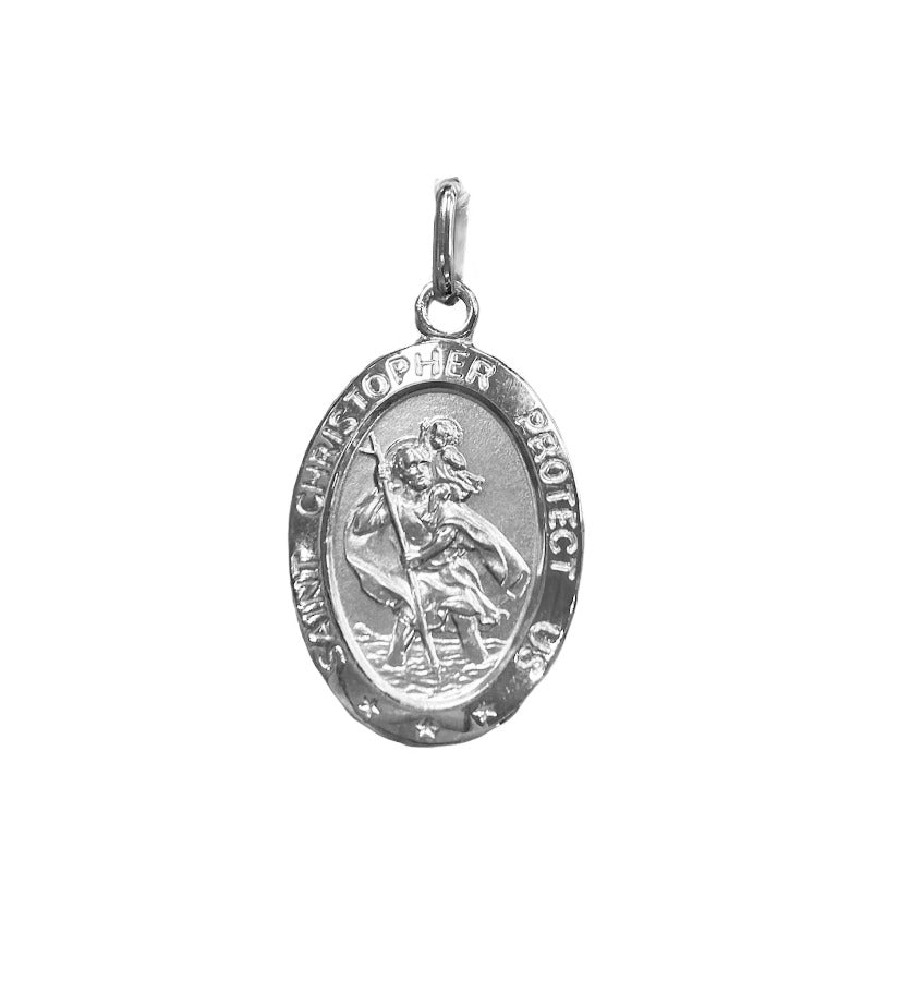 White gold st christopher on sale necklace