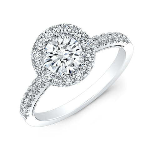 14kt White Gold 1.54cttw Round Cut Halo Diamond Engagement Ring