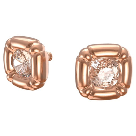 Dulcis Stud Earrings Cushion Cut Crystals, Rose Gold Tone
