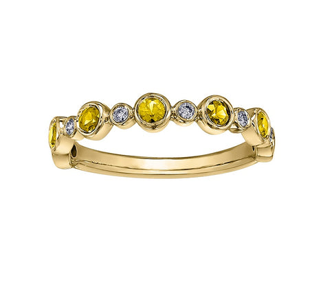 10kt Yellow Gold Diamond and Yellow Sapphire Ring