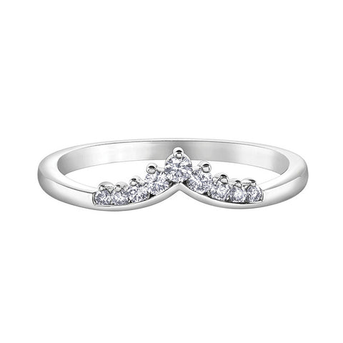 10kt White Gold 0.15cttw V-Shaped Stackable Ring