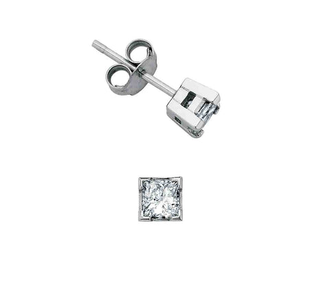 14kt White Gold 0.40cttw Princess Cut Canadian Diamond Stud Earrings