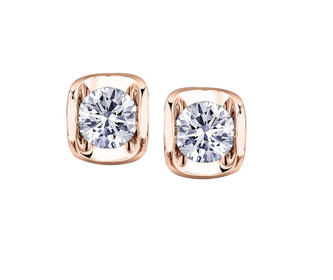 14kt Rose and White Gold 0.42cttw Canadian Diamond Stud Earrings