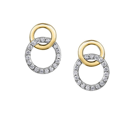 10kt Yellow Gold Double Circle Diamond Earrings