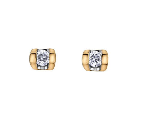 10kt Yellow Gold Delicate Diamond Stud Earrings