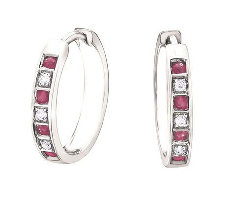 10kt White Gold Ruby and Diamond Earrings