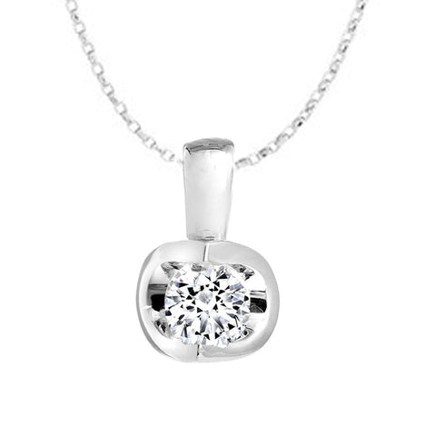 14kt White Gold Mezzaluna 0.40ct Canadian Diamond Pendant