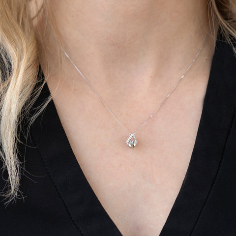 10kt White Gold Heart Pulse Diamond Pendant