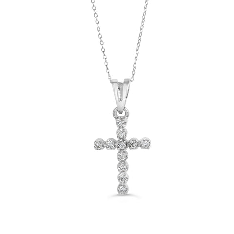 10kt White Gold 0.10cttw Diamond Cross Pendant