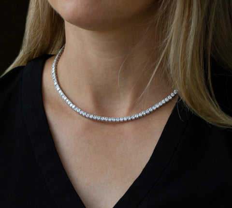 14kt White Gold 20.00cttw Lab-Grown Round Diamond Necklace