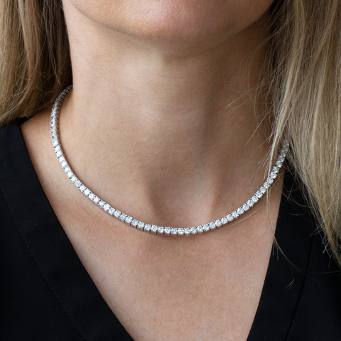 14kt White Gold 20.00cttw Lab-Grown Round Diamond Necklace