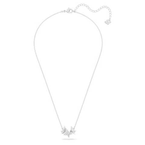 Lilia necklace Butterfly, White, Rhodium plated