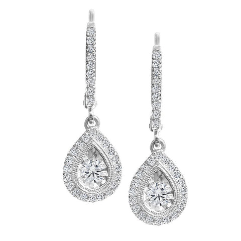10kt White Gold 0.30cttw Canadian Diamond Pear Design Drop Earrings