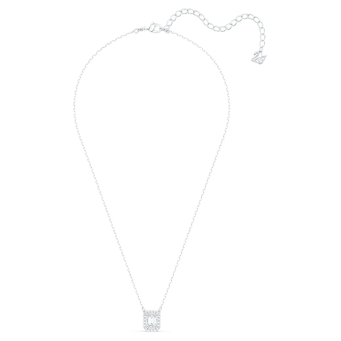 Millenia necklace Square Zirconia, White, Rhodium Plated