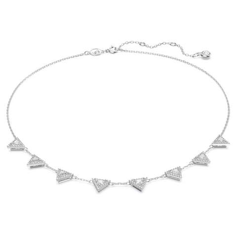 Ortyx Necklace Triangle Cut, White, Rhodium Plated