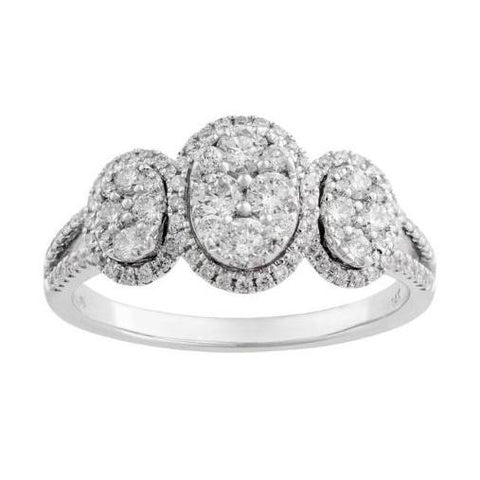 14KT WHITE GOLD 0.75CTTW OVAL SHAPED HALO RING