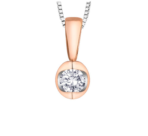 10kt Rose And White Gold Solitaire Diamond Pendant