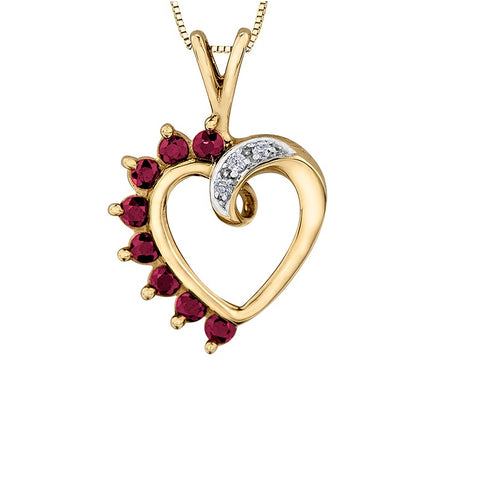 10kt Yellow Gold Ruby and Diamond Pendant