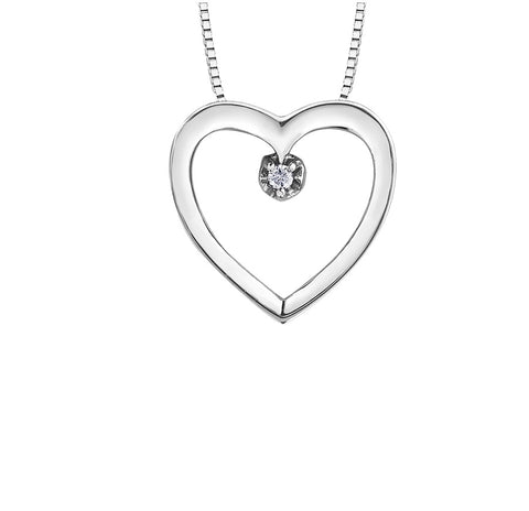 10kt White Gold Diamond Heart Pendant