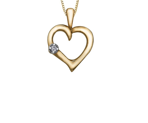 10kt Yellow Gold Diamond Heart Pendant