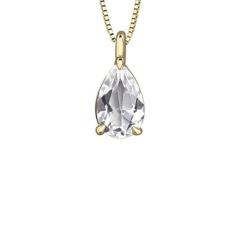 10kt Yellow Gold Pear Cut White Topaz Pendant