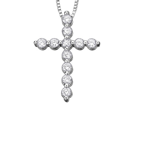 10kt White Gold Diamond Cross Pendant