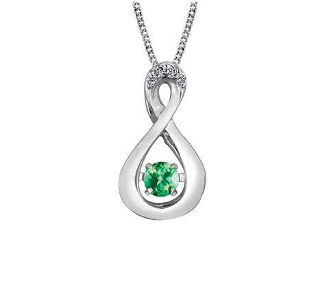10kt White Gold Infinity Emerald And Diamond Pulse Pendant
