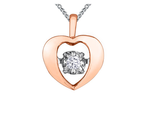 10kt Rose Gold Heart Pulse Diamond Pendant