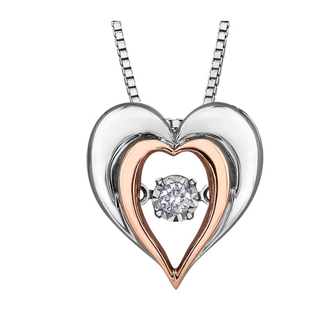 10kt White And Rose Gold Pulse Diamond Heart Pendant