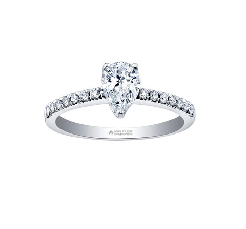 18kt White Gold 0.67cttw Pear Cut Canadian Engagement Ring