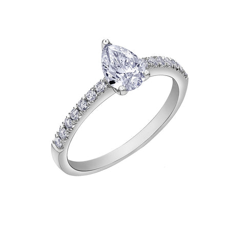 18kt White Gold 0.67cttw Pear Cut Canadian Engagement Ring