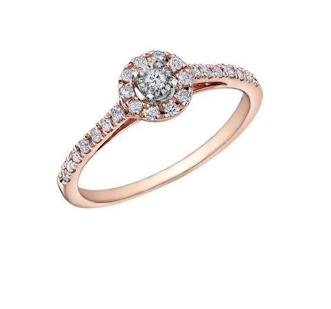 10kt Rose Gold Halo Diamond Ring