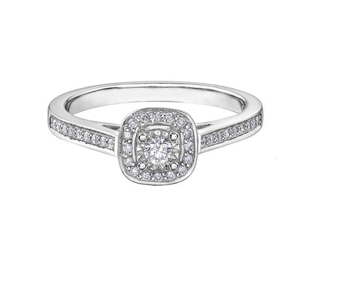10kt White Gold Diamond Halo Engagement Ring